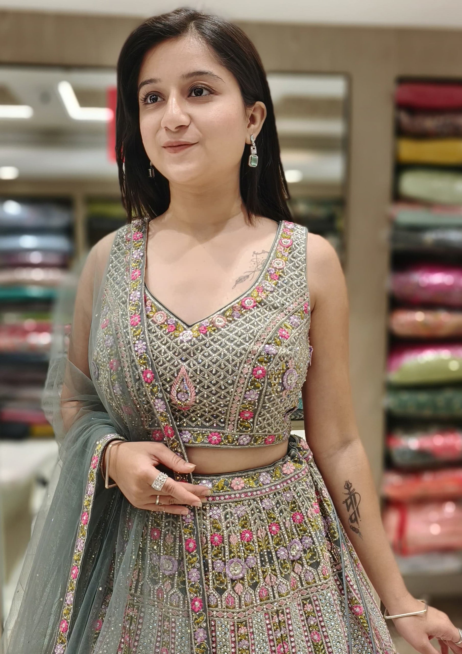 Mehndi Green Color Net Resham Work Lehenga Choli